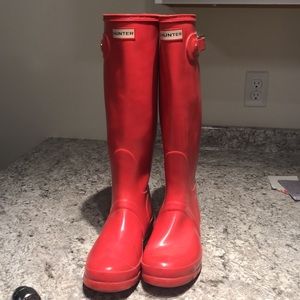 Tall gloss pink/red Hunter Boots